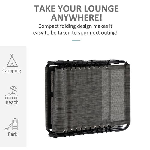 Portable Sun Lounger, Folding Camping  Adjustable , Pillow Grey
