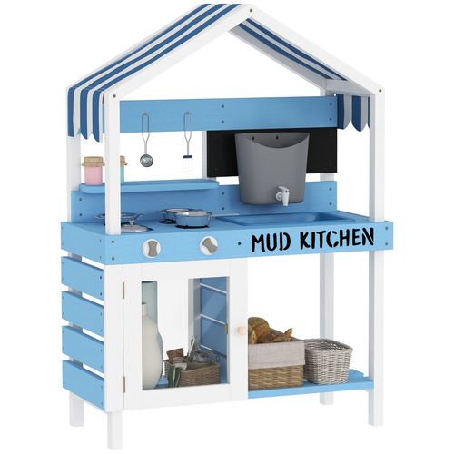 AIYAPLAY Kids Mud Kitchen, Outdoor Play Kitchen for Boys Girls, Blue