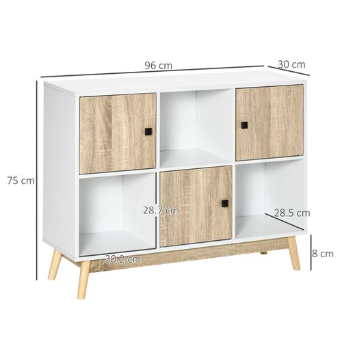 HOMCOM Bookcase, Display Cabinet with 6 Storage Cubes for Living Room