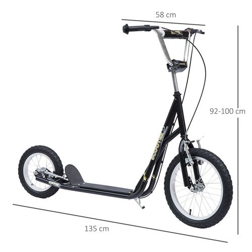 HOMCOM Kids Scooter, Teen Kick Scooter with Rubber Wheels, 16" Front Wheel, Height Adjustable Handlebar, Dual Brakes, Kick Stand, for 5+ Years