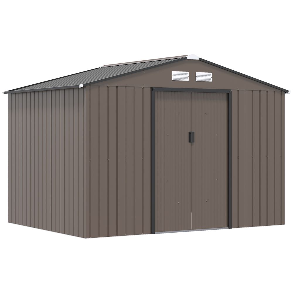 9 X 6FT Garden Shed Sliding Door Galvanised Metal - Brown