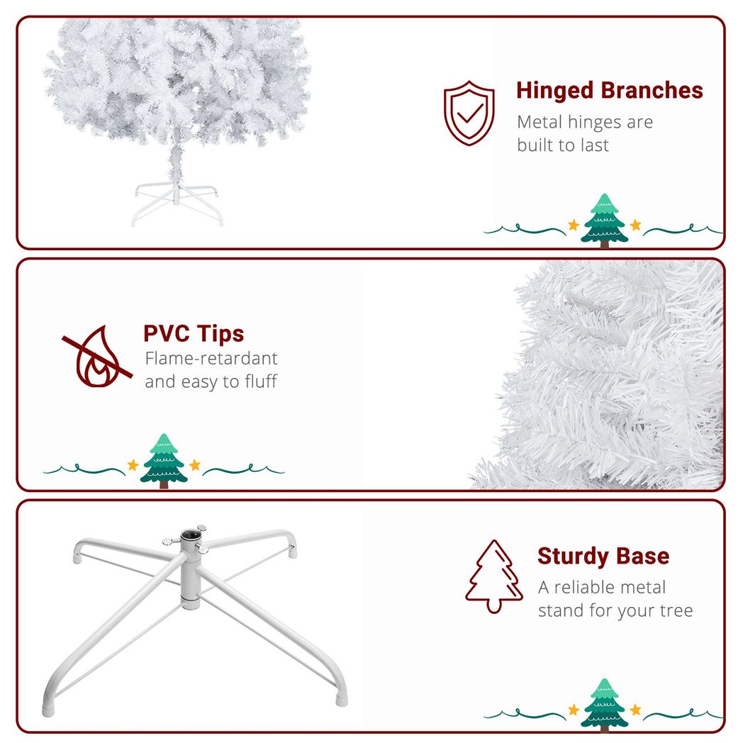 6FT Iron Leg White Christmas Tree with 400 Branches