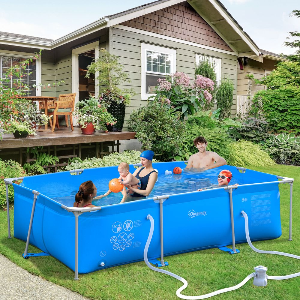 Premium Steel Frame Pool & Filter Pump Kit - Rust Resistant & Easy to Assemble - 315x225x75cm Blue