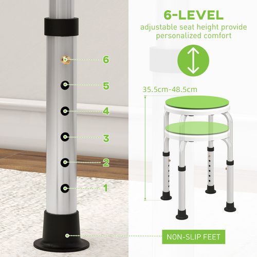 HOMCOM 360 Degree Swivel Shower Stool w/ Non-Slip Feet for Disabled