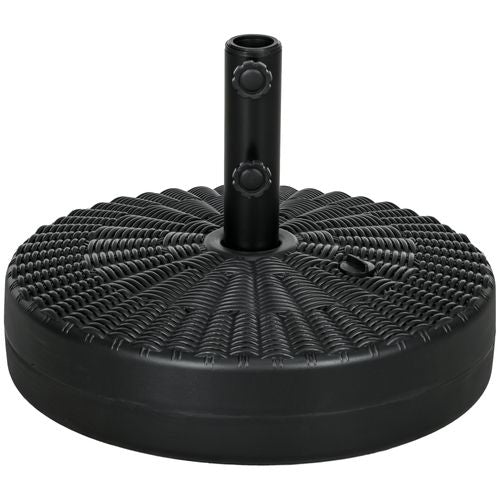 Round Umbrella Parasol Base with Rattan Effect, Plastic Parasol Stand, Black