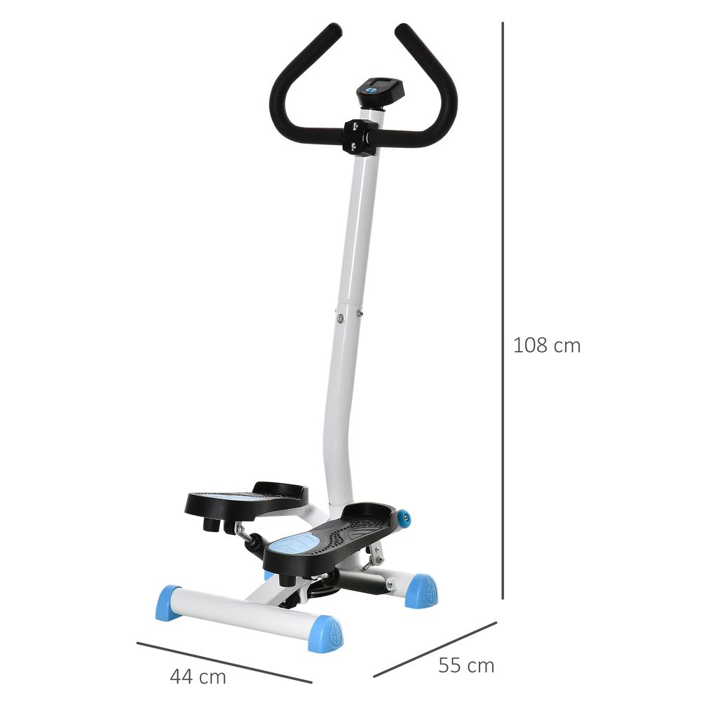 HOMCOM Twister Stepper, Step Machine, Aerobic Exercise Workout Machine w/Adjustable Resistance, LCD Screen and Handlebars - Blue