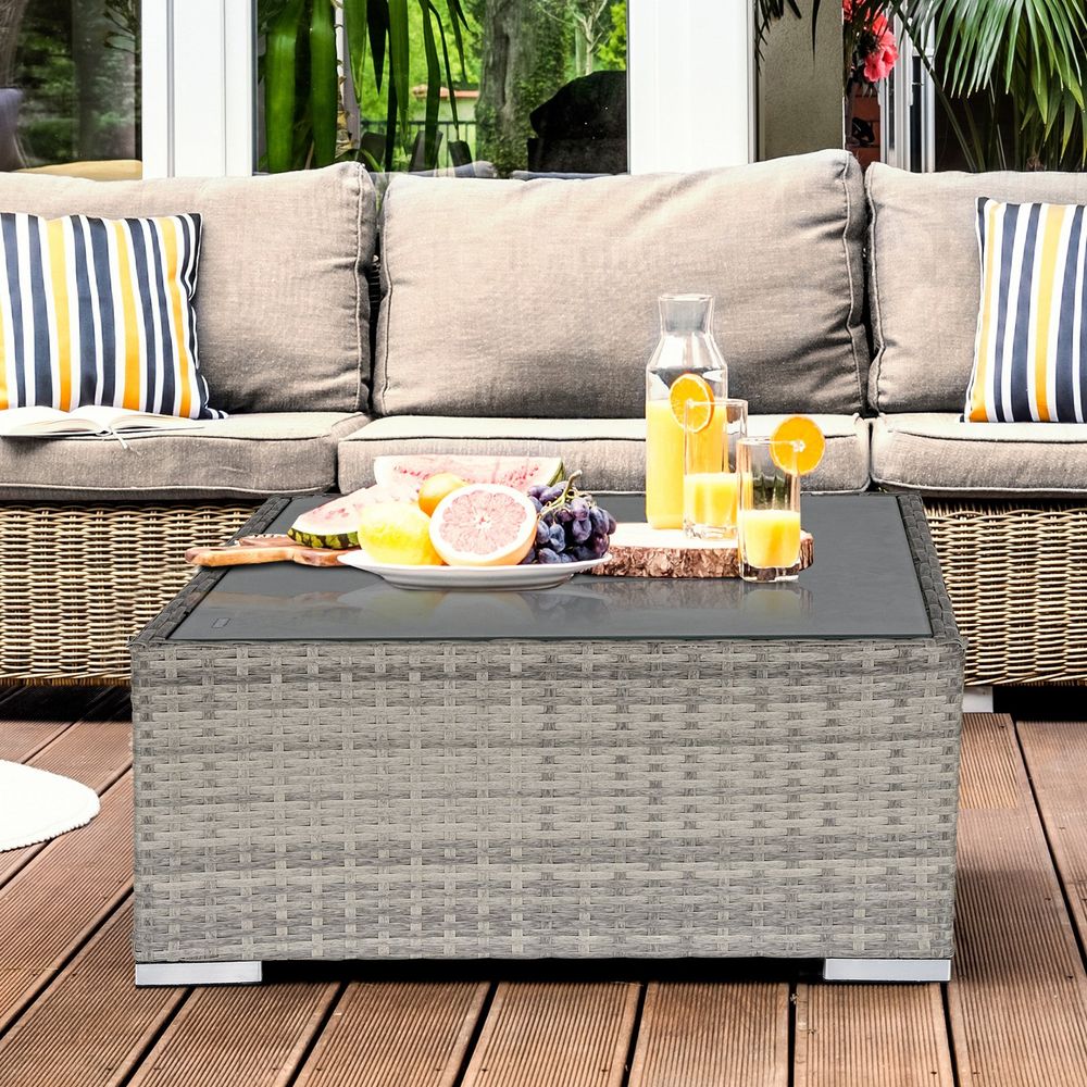 Durable Rattan Wicker Patio Coffee Table - Weatherproof Outdoor Furniture