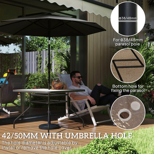 Outsunny Square Patio Table, Glass Top Garden Dining Table