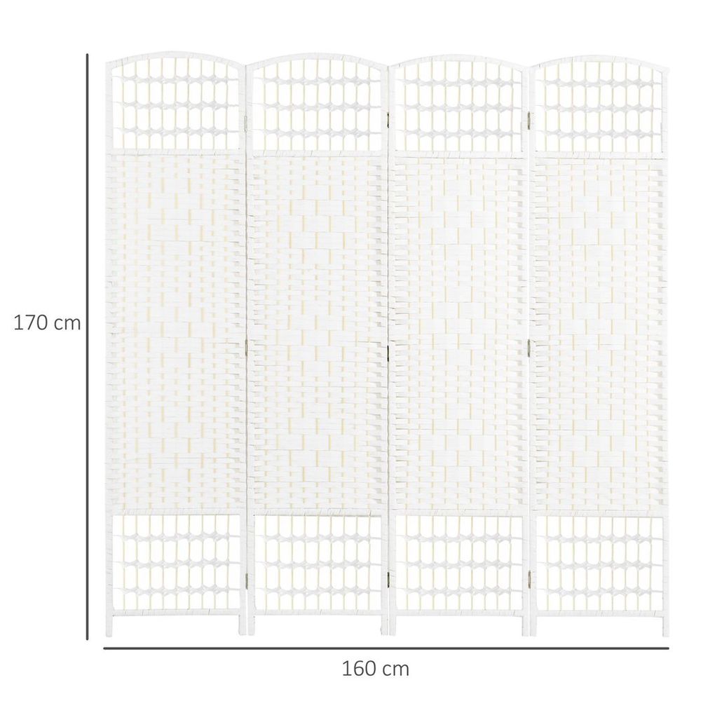 Premium HOMCOM Folding Room Divider - Stylish 4 Panel Privacy Screen, 170cm, White