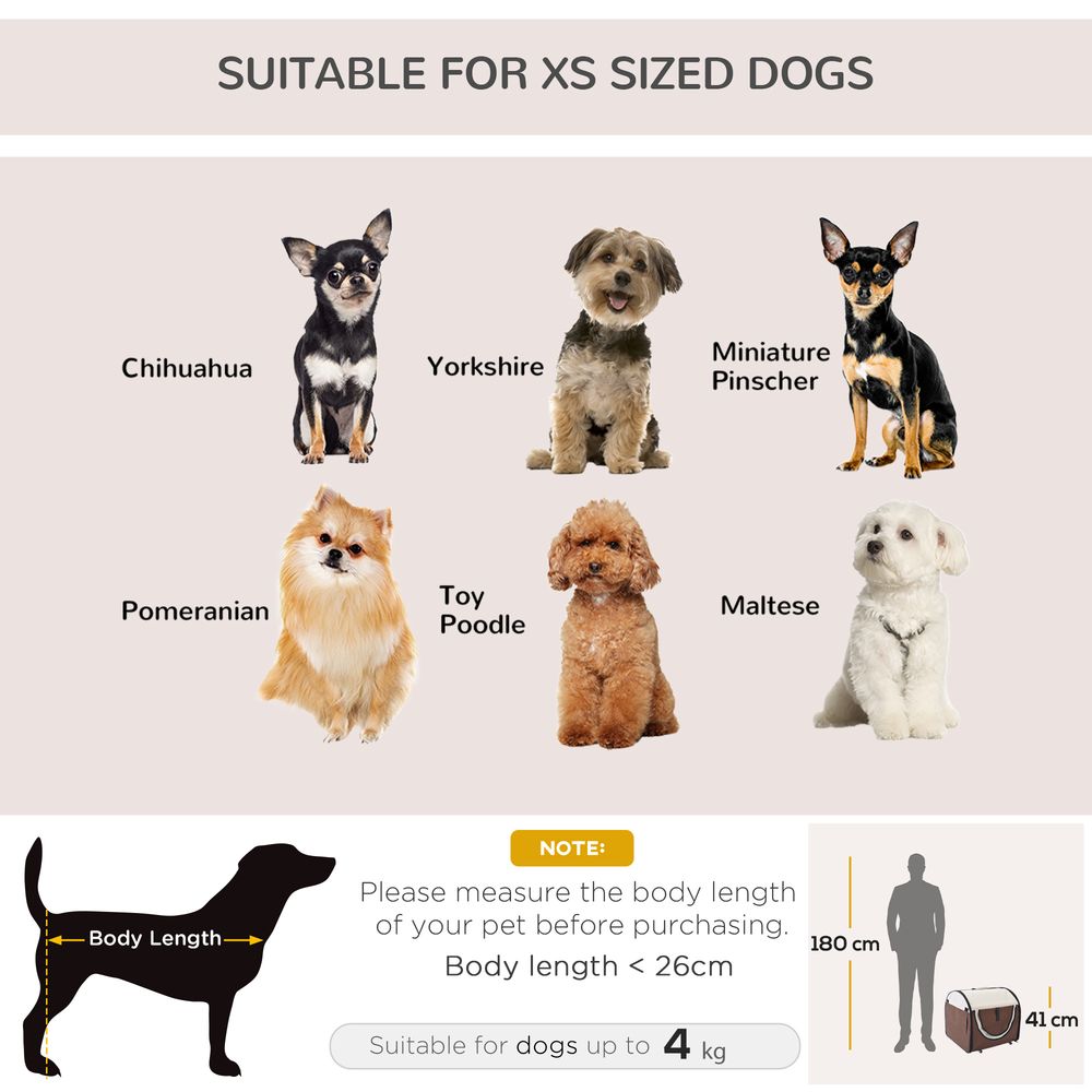Pawhut Folding Fabric Soft Pet Crate Dog Cat Travel Carrier Cage Kennel House Brown 46L x 36W x 41H cm