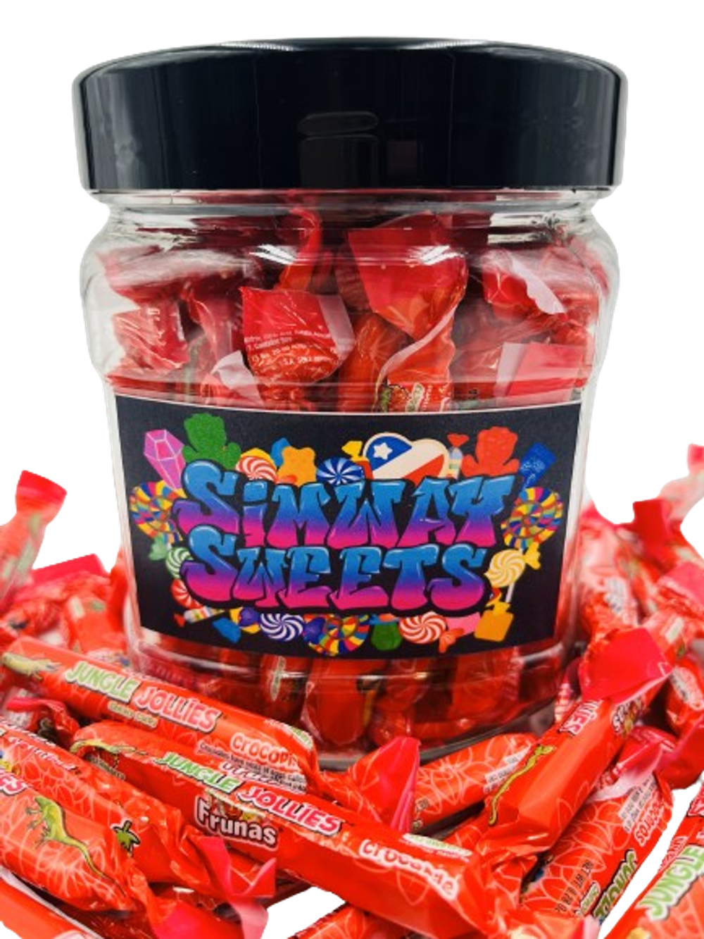Premium Imported Strawberry Jungle Jollies - Ultimate Chewy Candy Jar - Simway Sweets - 530g, 48 Pieces