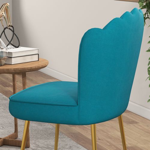 HOMCOM Velvet-Feel Shell Accent Chair Home Bedroom Lounge Metal Legs