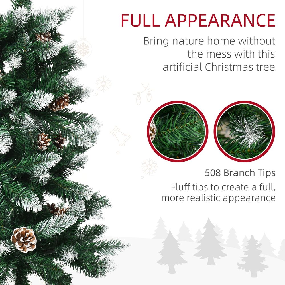 6' Snow Artificial Christmas Tree Holiday Home Decor with Pine Cones