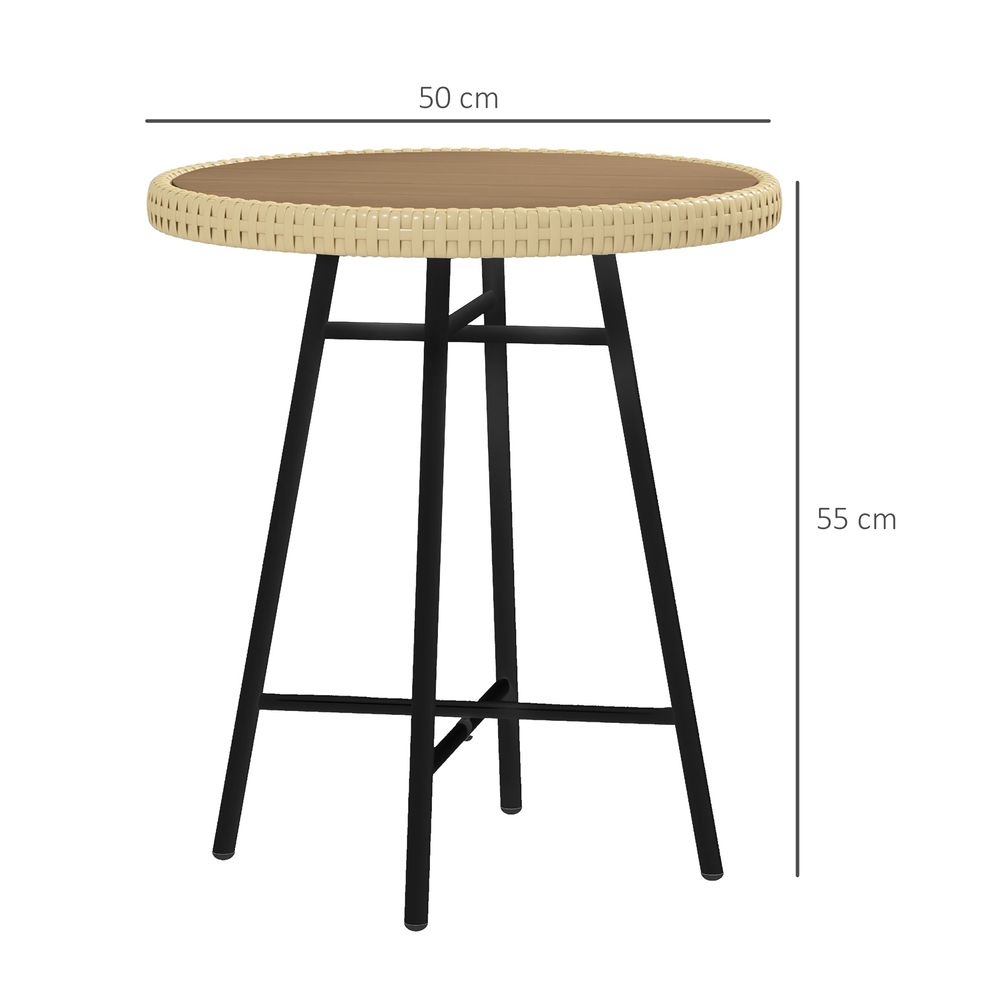 Premium Outsunny PE Rattan Side Table - Indoor/Outdoor, Balcony & Patio - Natural - Best Quality