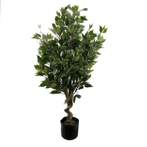 110cm Artificial Evergreen Twist Ficus Tree Copper Planter