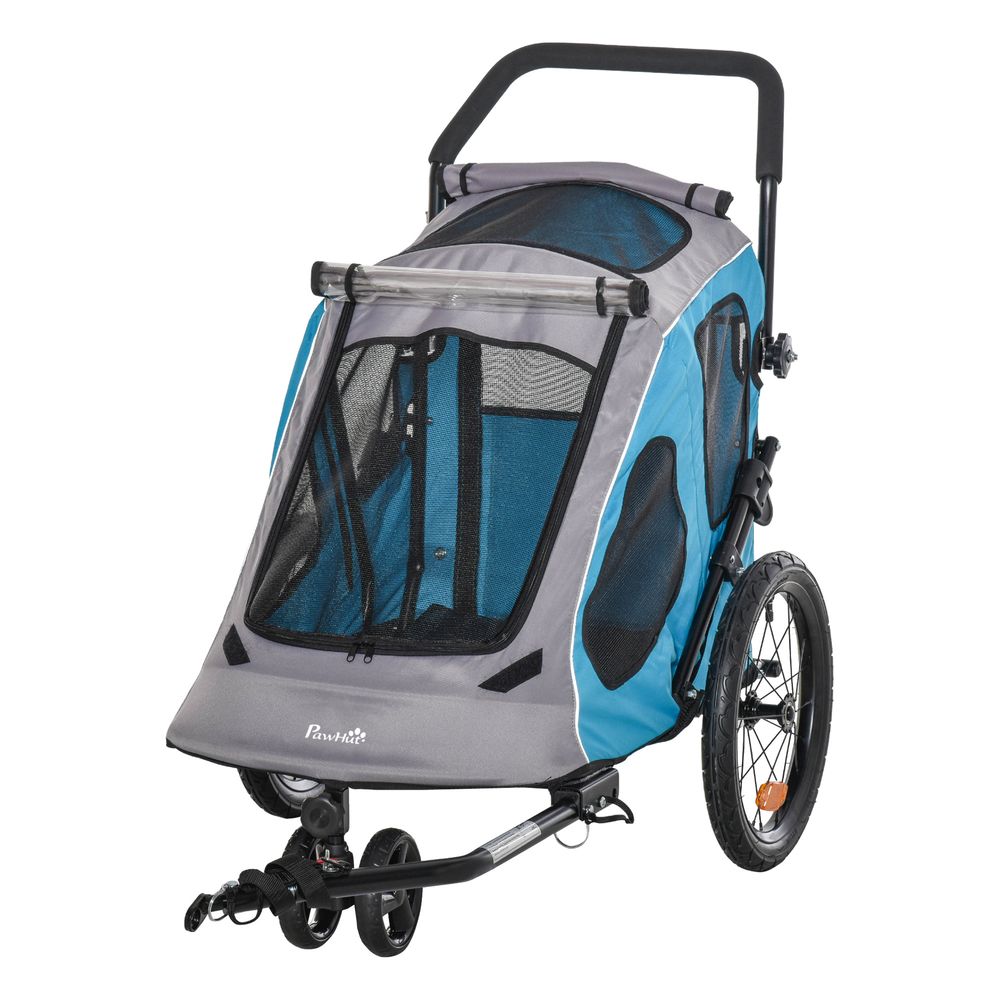 PawHut 2-IN-1 Dog Bike Trailer Pet Carrier Stroller Reflector 140 x 71 x 105cm