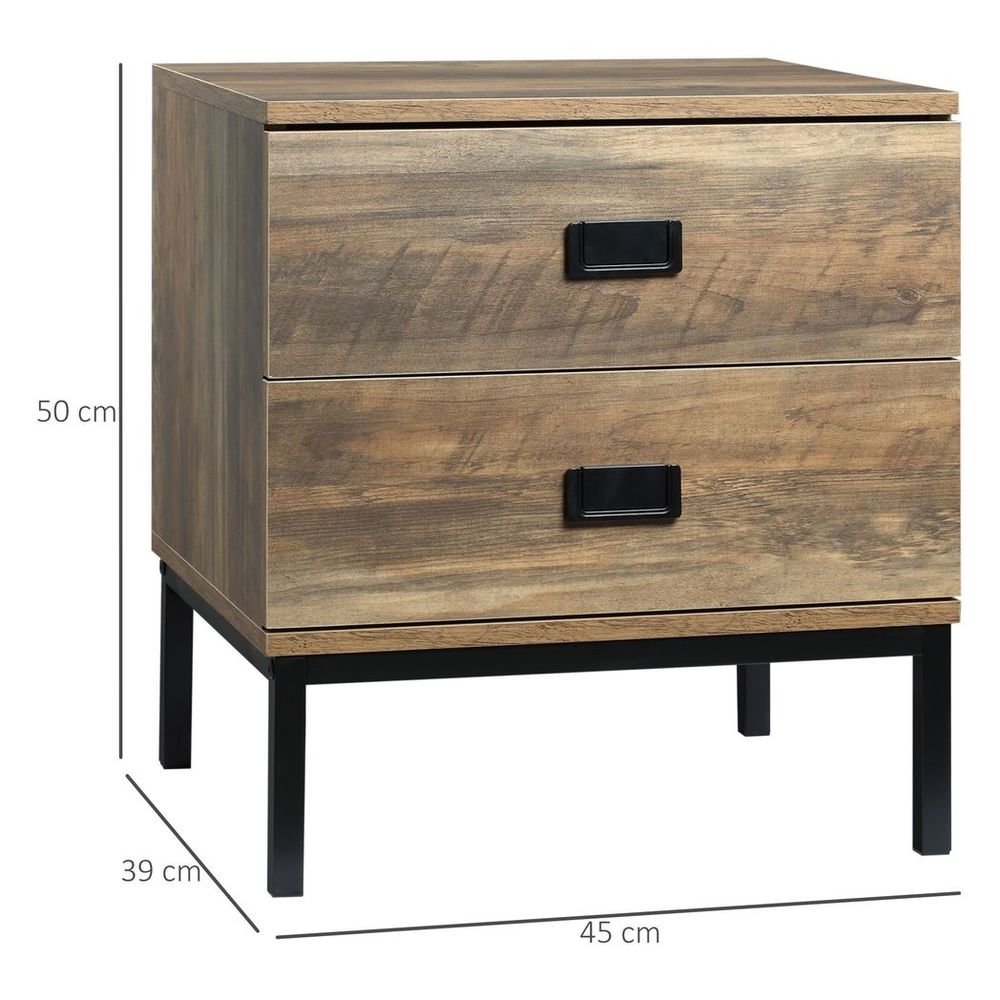 Metal Frame End Table with Storage Drawers | Bedroom & Living Room Furniture