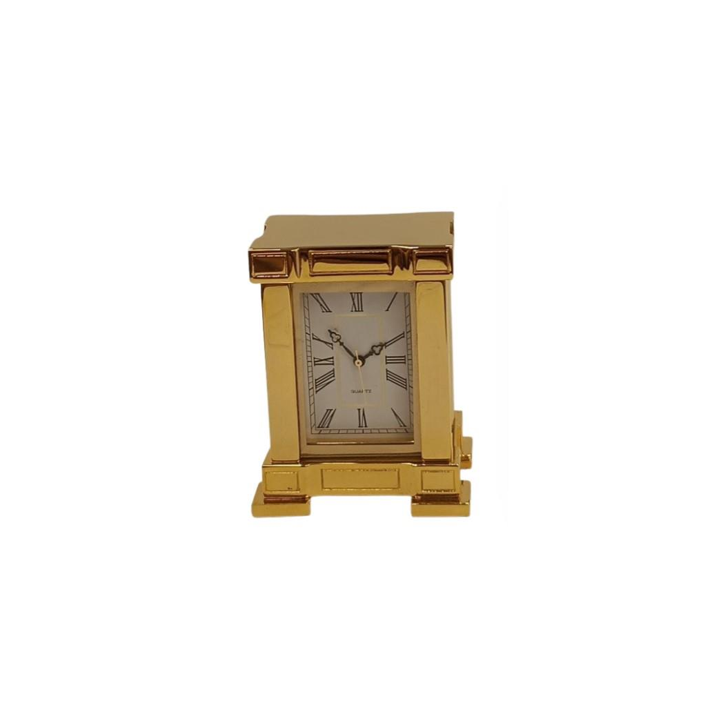 Miniature Clock Rectangle French Mantel Gold Polished Solid Brass IMP38 - CLEARANCE NEEDS RE-BATTERY