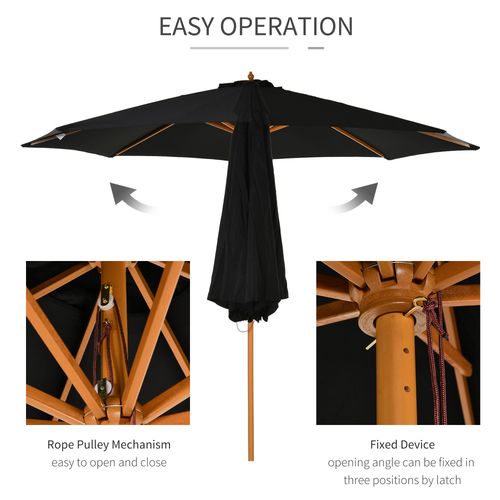 Bamboo Wooden Market Patio Umbrella  3 x 2.5 m