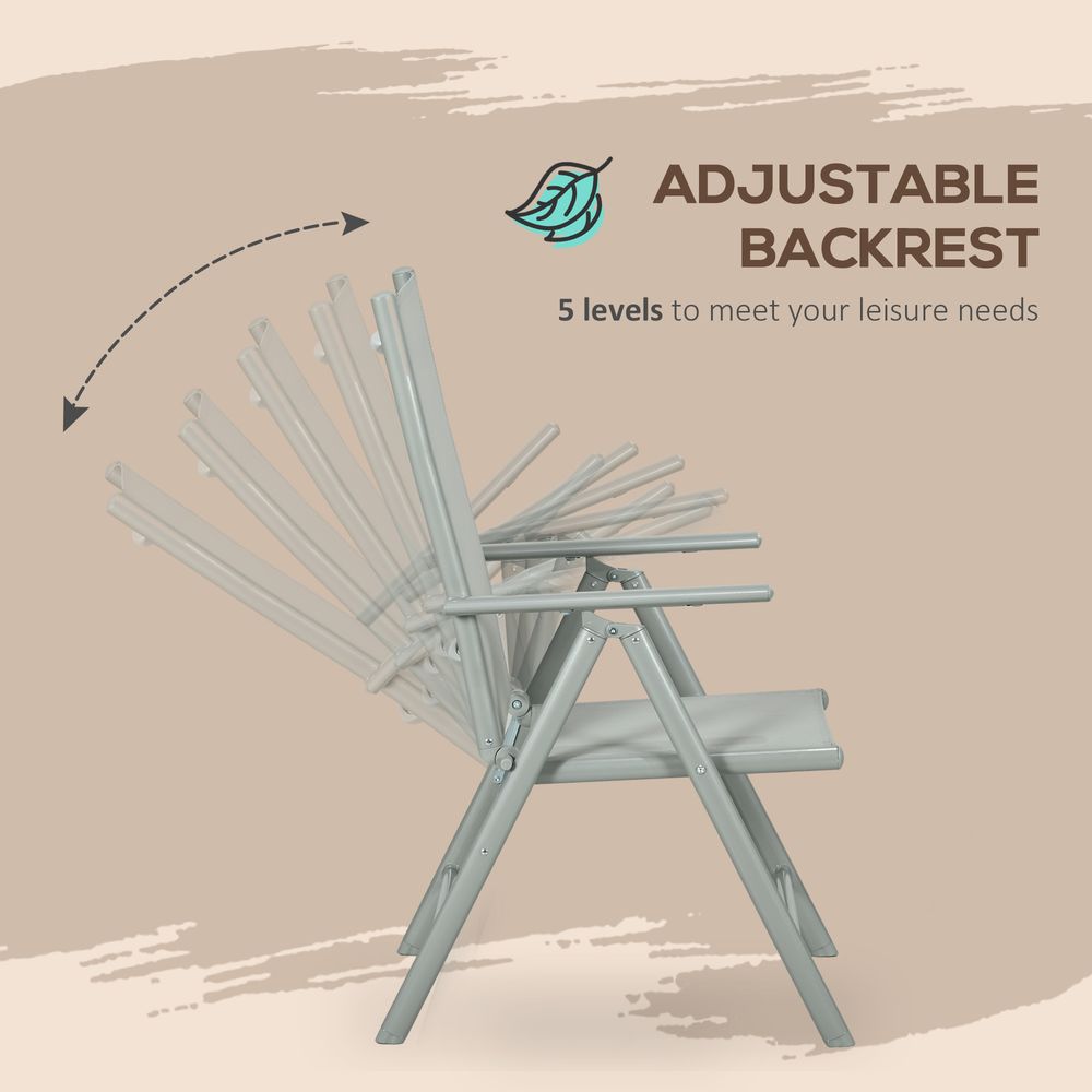 Premium Outsunny 7pc Garden Dining Set, Aluminium, Grey, High Back Chairs, Tempered Glass