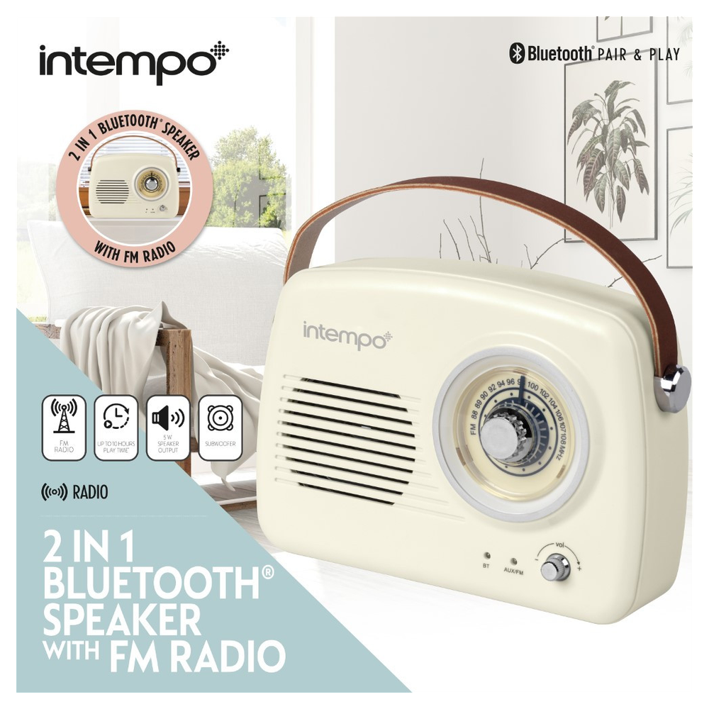 INTEMPO RD25 BLUETOOTH SPEAKER W/ RADIO CREAM/BRN