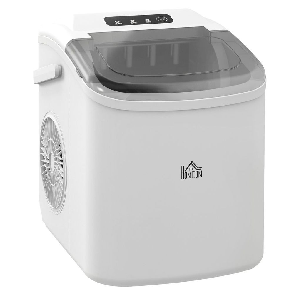 HOMCOM Ice Maker w/ Ice Basket 12Kg in 24 Hrs 9 Cubes Ready in 6-12Mins White