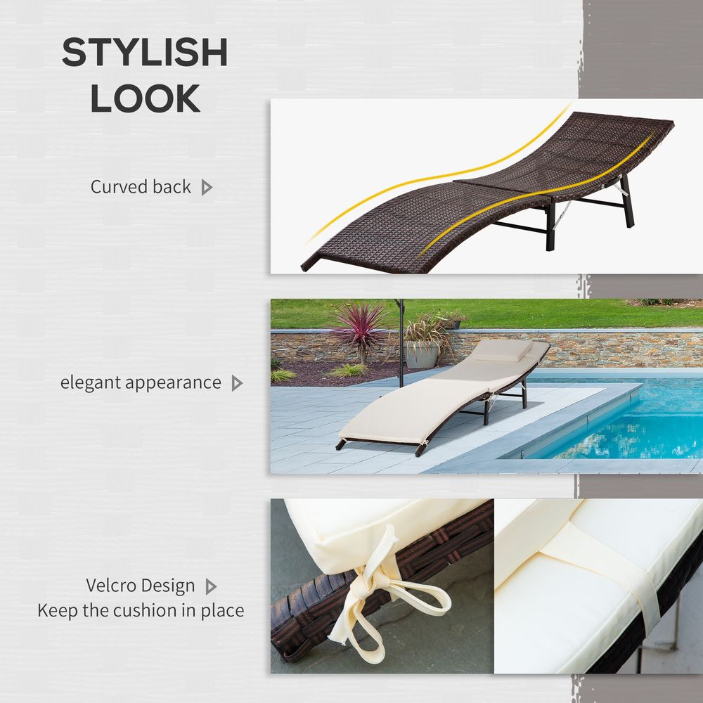 Premium Outsunny Folding Rattan Sun Lounger - Durable, Comfortable, Portable - Perfect for Your Outdoor Space