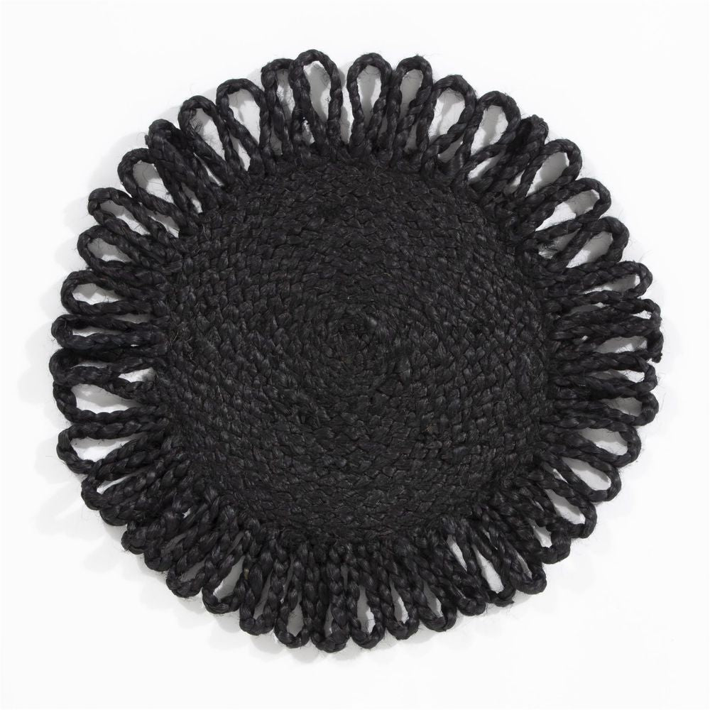 Premium Quality Thames Jute Star Placemats - Set of 2 - Black - 36x36cm