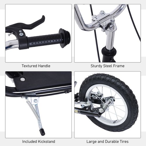HOMCOM Kids Scooter, Teen Kick Scooter with Rubber Wheels, 16" Front Wheel, Height Adjustable Handlebar, Dual Brakes, Kick Stand, for 5+ Years