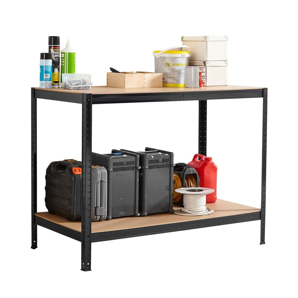 Premium Heavy-Duty Metal Garage Workbench - High Quality Steel Frame & Sturdy MDF Shelves - Easy Assembly - 200kg Weight Capacity