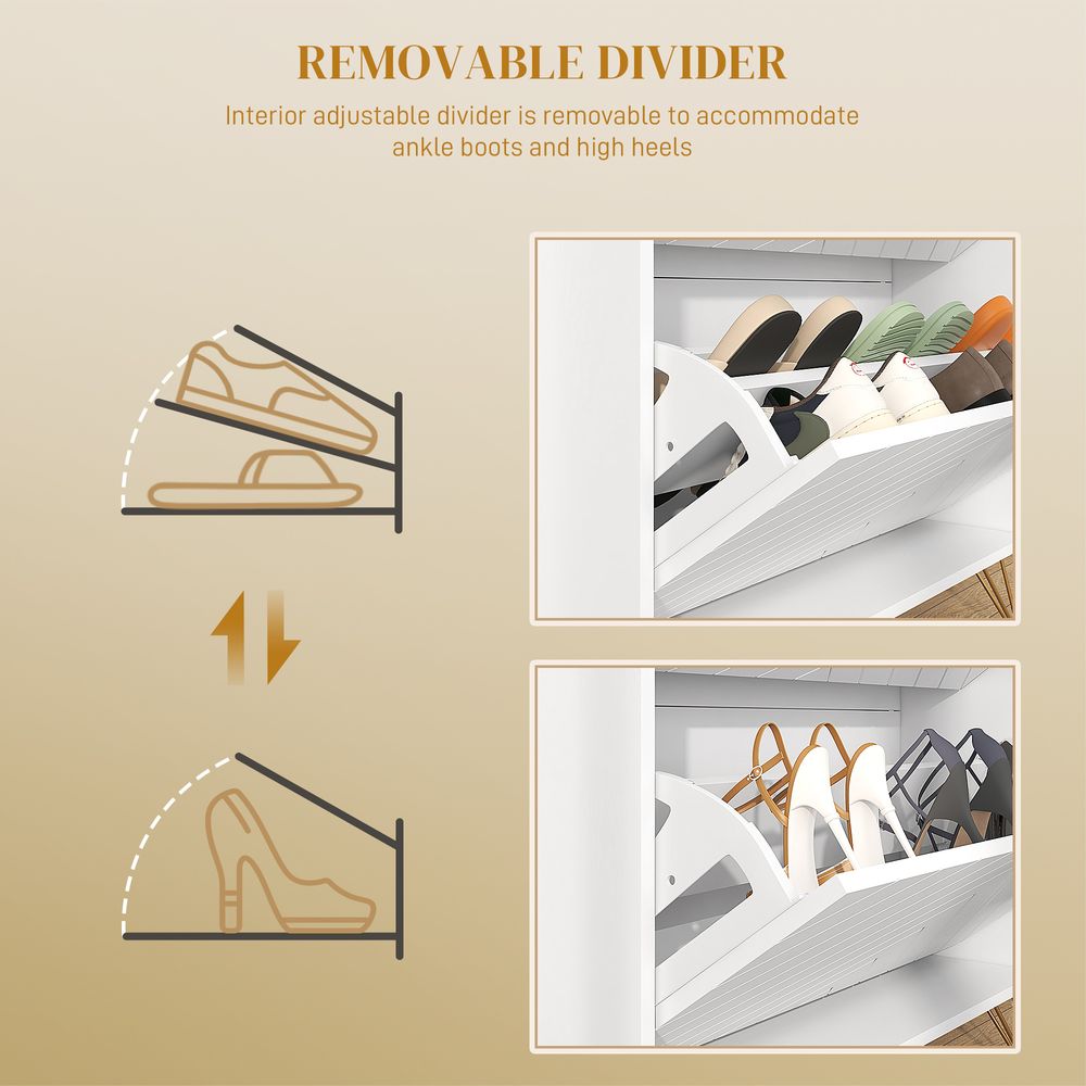 Premium HOMCOM Shoe Storage Cabinet | 2 Flip Drawers | 12 Pairs Capacity | Dust-Free & Durable