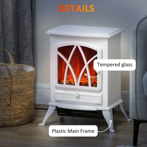 HOMCOM Freestanding Fireplace Flame Effect Electric Heater Log Burning