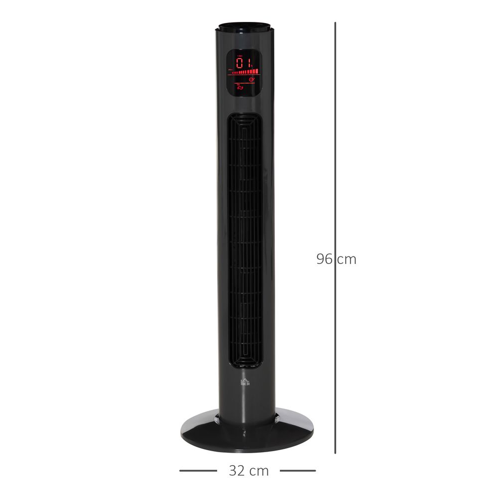 High-performance Tower Fan with 3 Speeds & Remote Control - Dark Grey