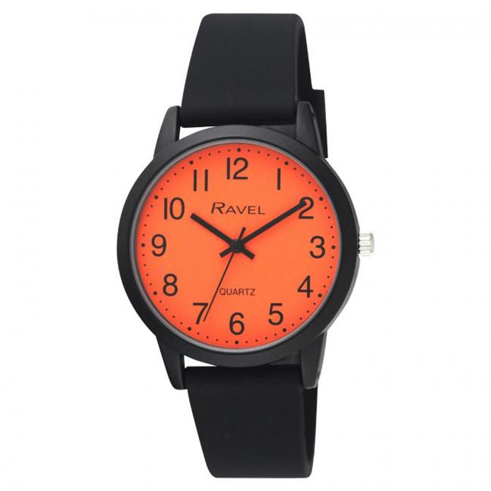 Ravel Mens Sports Orange Dial with Black Silicone Watch R1814.8