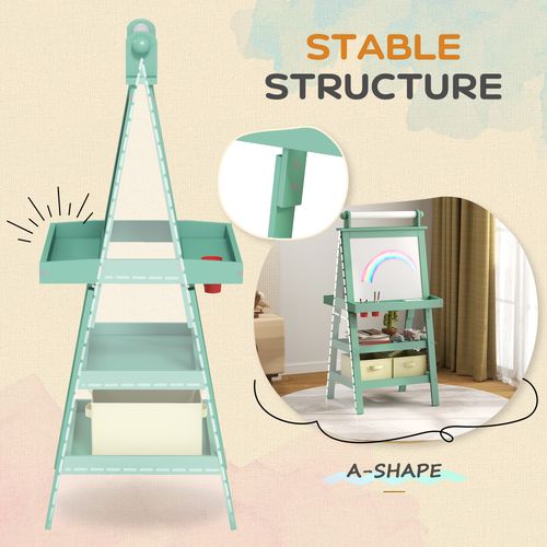 AIYAPLAY Double-Sided Art Easel for Kids w/ Paper Roll, Storage Baskets