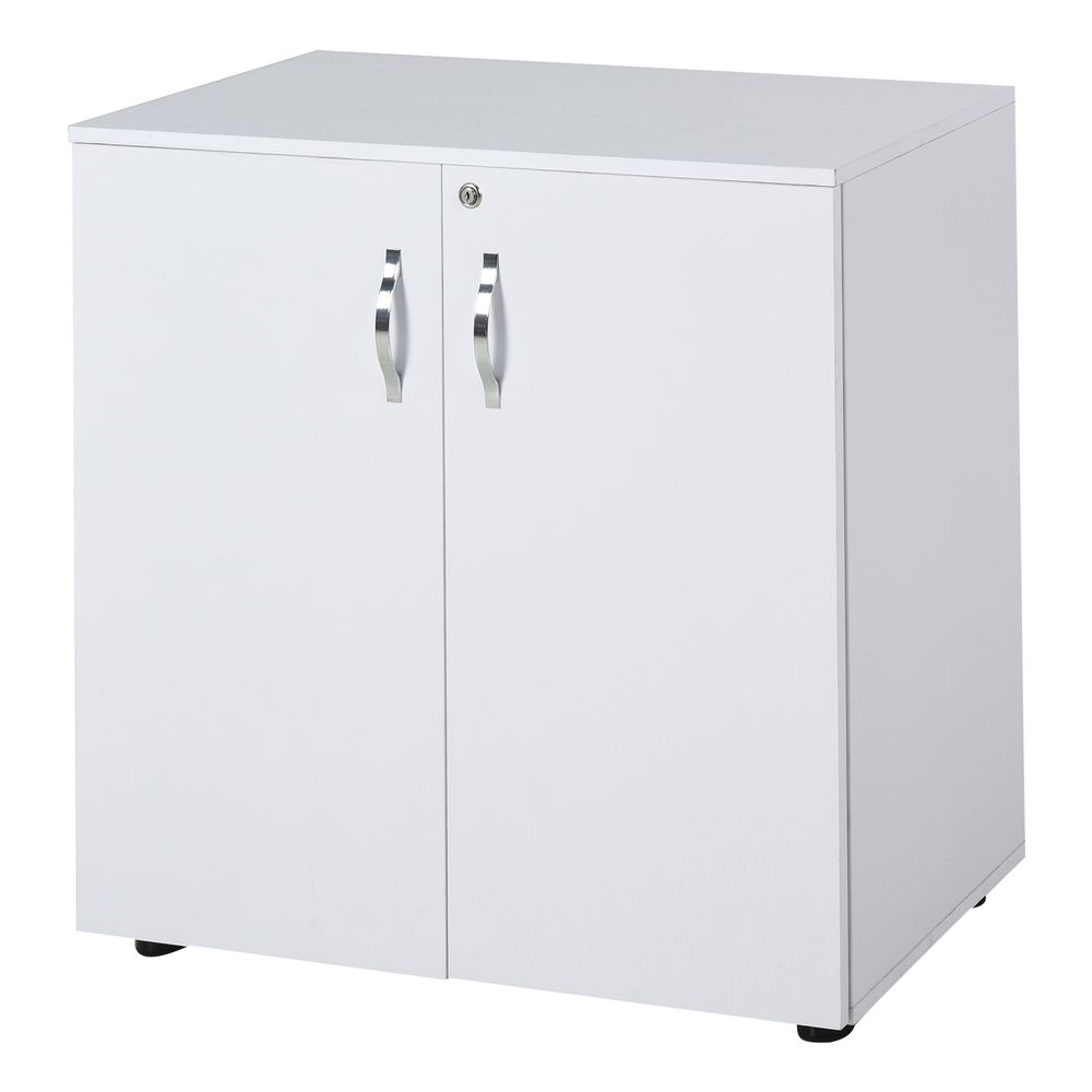 High-Quality 2-Tier Locking Office Storage Cabinet | Organize Files & Papers | White | HOMCOM