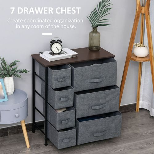 HOMCOM Chest of Drawers with 7 Dresser Drawers for Home Bedroom, Dark Grey