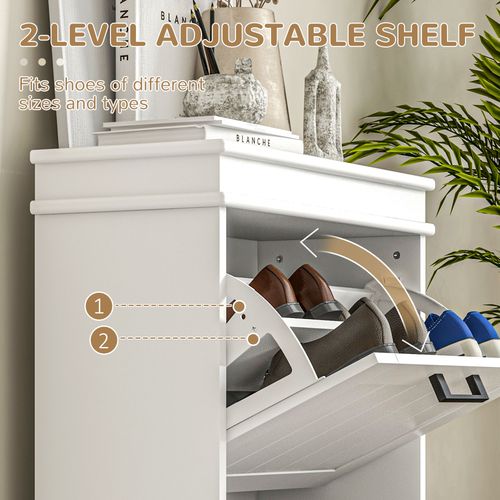 HOMCOM Slim Shoe Storage Cabinet with 2 Flip Drawers for Entryway