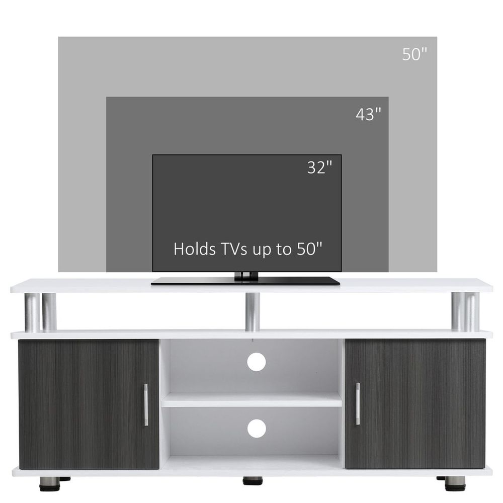 HOMCOM TV Stand Entertainment Center Media Console Storage - Grey, White