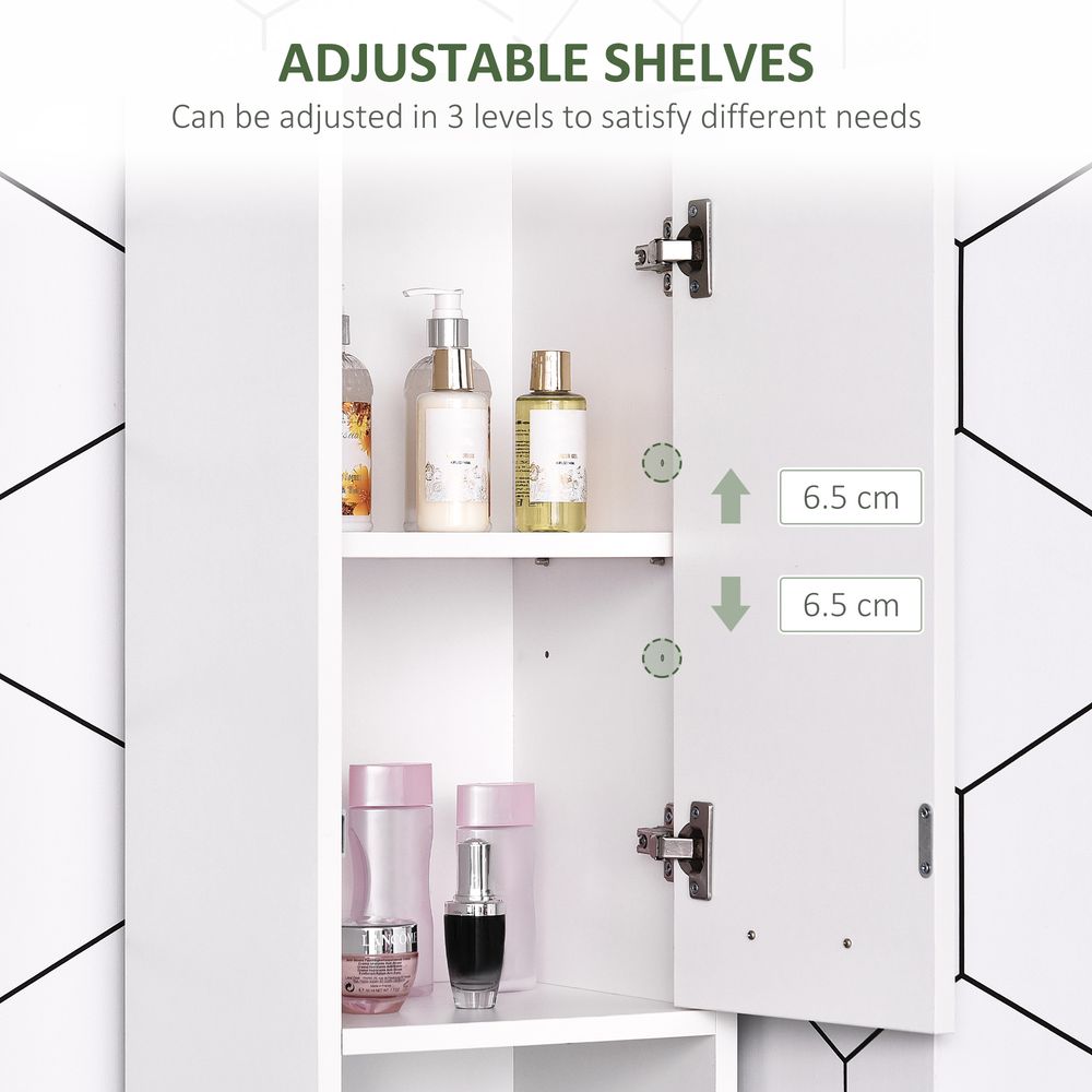 HOMCOM Bathroom Floor Storage Cabinet Slim Tallboy w/Door Cupboard & Shelves For Living Room, Bedroom, Hallway White