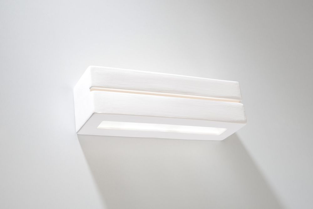 SOLLUX lighting Vega Line Ceramic Wall Light - Wall Lighting Lamp for Living Room Light Dining Room - Hallway Lamp Made of Ceramic in White 32.5 x 9.5 x 9.5 cm