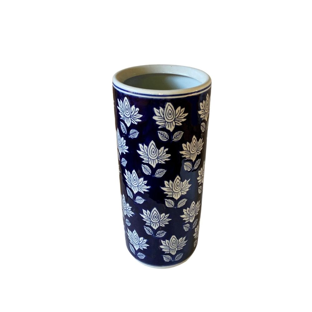 Chic Blue & White Flower Umbrella Stand