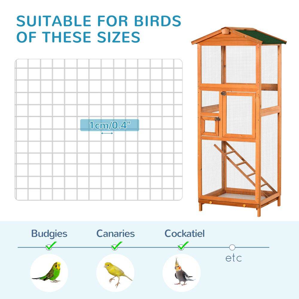 PawHut Wooden Bird Cage Birds Parrot Playing Zone Budgie Canary Parakeet Aviary House New