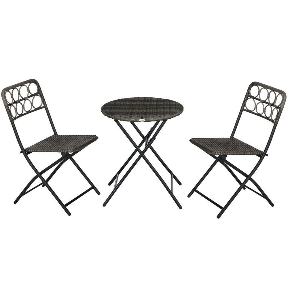 Outsunny 3 PCS Folding Rattan Wicker Bistro Set