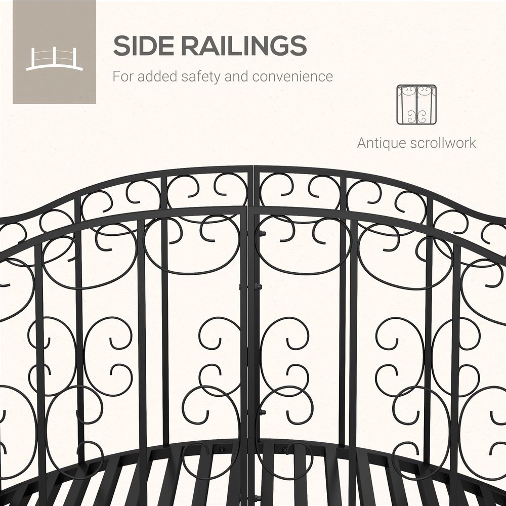 Outsunny 1.2M Classic Scrollwork Arch Bridge, Black