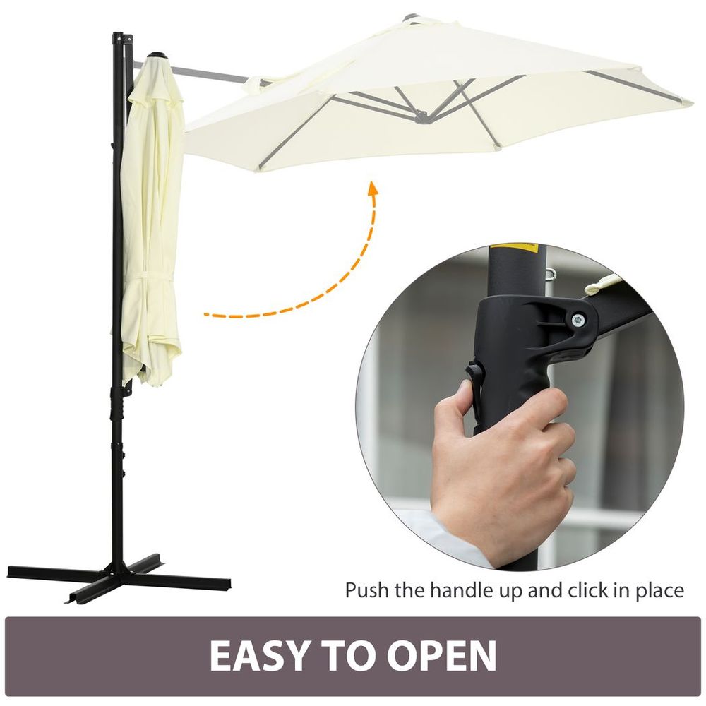 Premium 2.5M Garden Cantilever Parasol - 360 Rotation, Cross Base - Beige