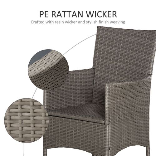 Outsunny 4PC Outdoor Rattan Armchair Wicker Dining Chair Set for Garden Grey