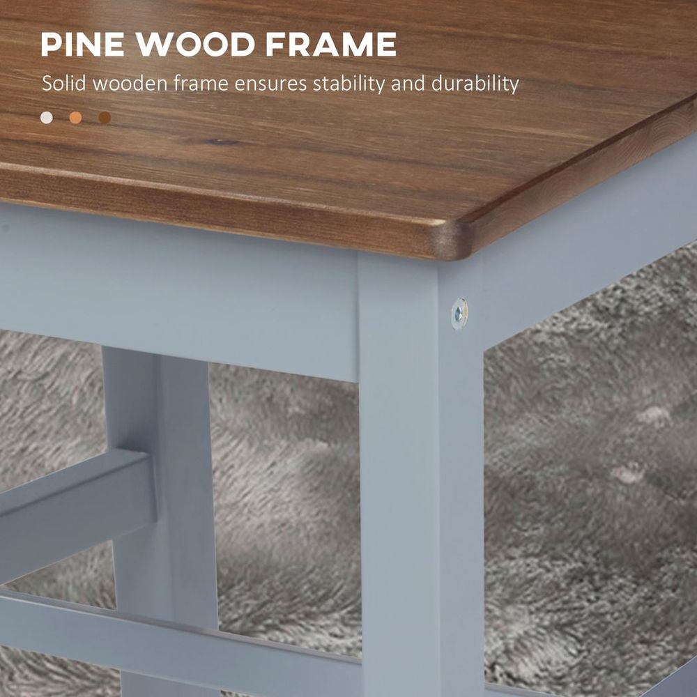 Premium Pine Wood Dining Chairs Set of 2, Cross Back, High Quality Gray Finish