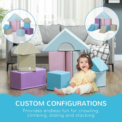HOMCOM 11 Piece Soft Play Equipment for Toddlers, Soft Play Set , Blue
