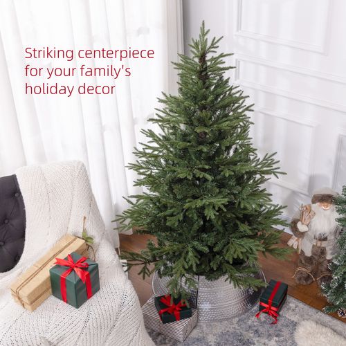 HOMCOM 5 Foot Artificial Christmas Tree with Realistic Hinged Branches